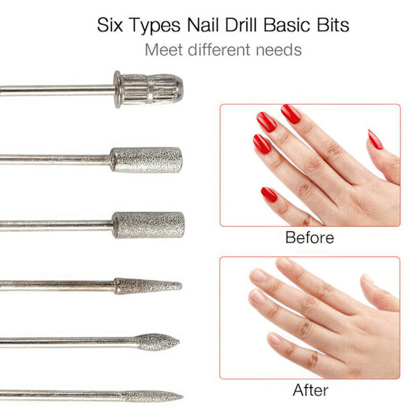 6 stk. Professionelt Neglesæt - Slibebånd til Manicure & Pedicure