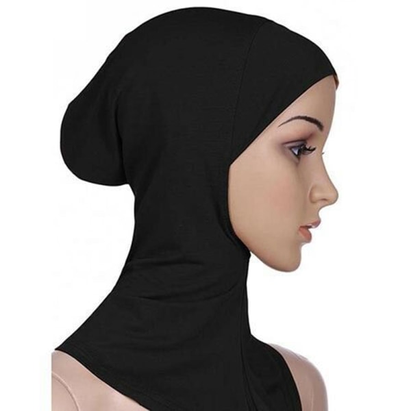 Heltäckande Hijab Cap Underscarf Neck Head Svart