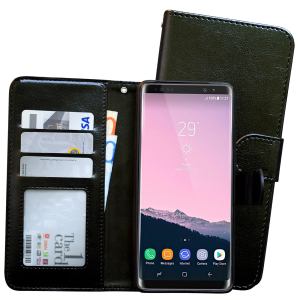 Samsung Galaxy Note 8 - case / lompakko Svart