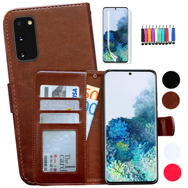 Galaxy S20 -nahkainen lompakkokotelo - Nahkainen ylellisyys Vit
