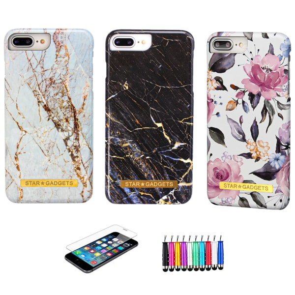 iPhone 7 Plus / 8 Plus - Case Protection Flowers / Marble