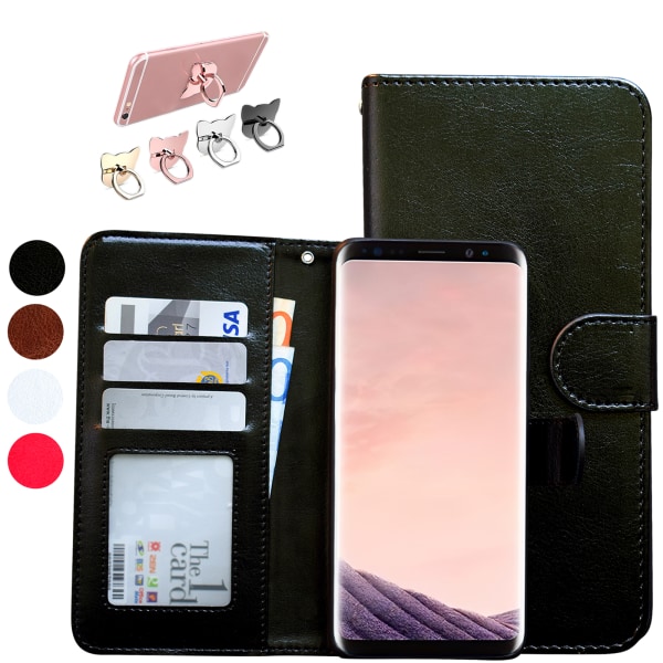 Samsung Galaxy S9 - PU Læder Pung Etui + Ring Rosa