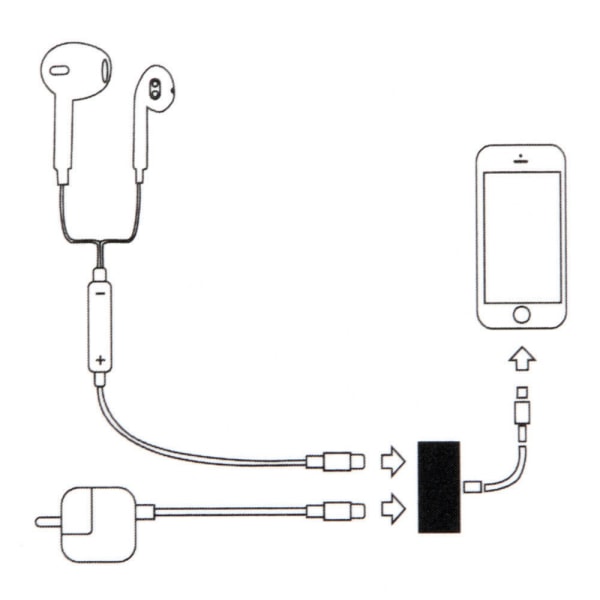 iPhone XR/Xs Max/XS/X/8/7 Dual/Dubbelingång Kabel Adapter