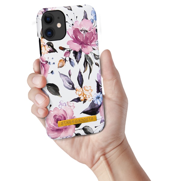 iPhone 11 - Cover Protection Blomster / Marmor Svart