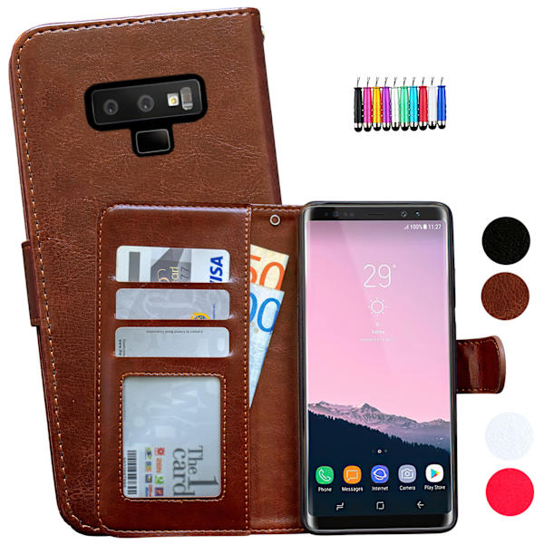Samsung Galaxy Note 9 - Nahkakotelo / Lompakko Brun