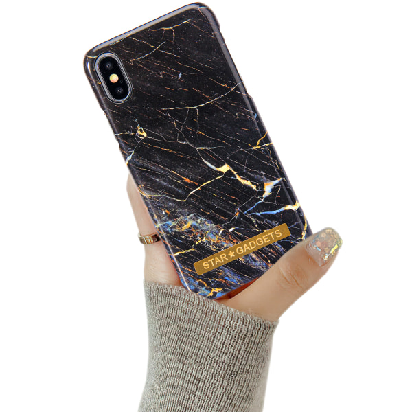 iPhone X/Xs - Beskyttelse af blomster / marmor Vit