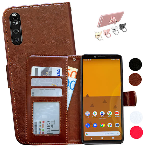 Sony Xperia 10 II - PU Læder Pung Etui Svart