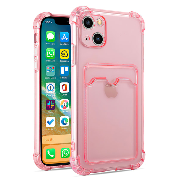 iPhone 13 - Kortbeskyttelses Transparent Rosa