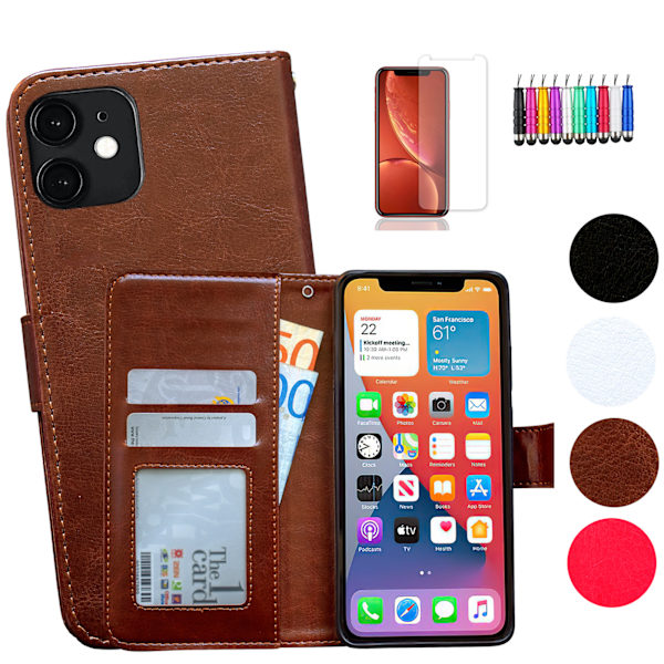 Suojaa iPhone 12 Mini - Nahkakotelo Svart