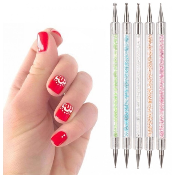 5 forskellige - Marbleizing prikkede nail art pen
