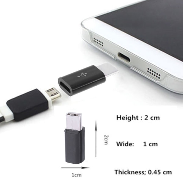 Snabb Laddning Adapter Micro USB 2.0 till USB Type-C 3.1 Vit