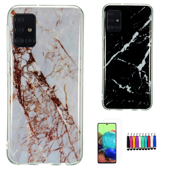 Samsung Galaxy A71 - Cover Protection Marmor Vit