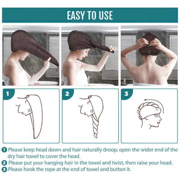 2x mikrofiber hårturban - Hurtig tør håndklædeindpakning til alt hår