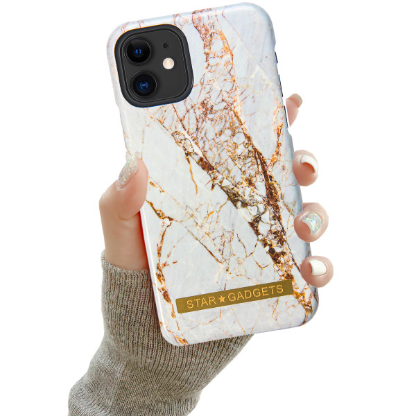 Beskyt din iPhone 12 med et Marble-cover! Vit