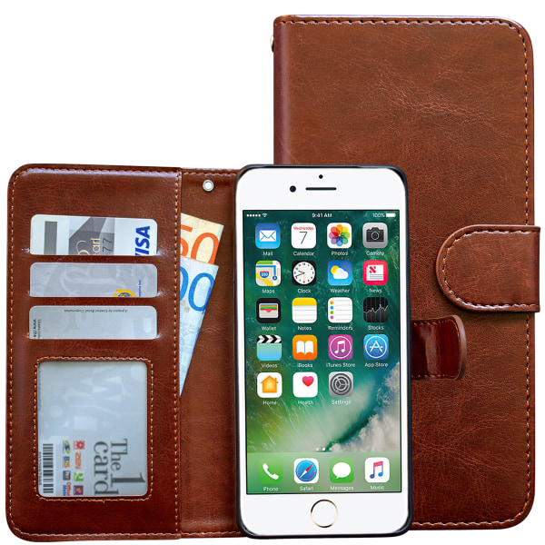 iPhone 6 / 6S - Plånboksfodral / Magnet Skal + Skärmskydd Brun