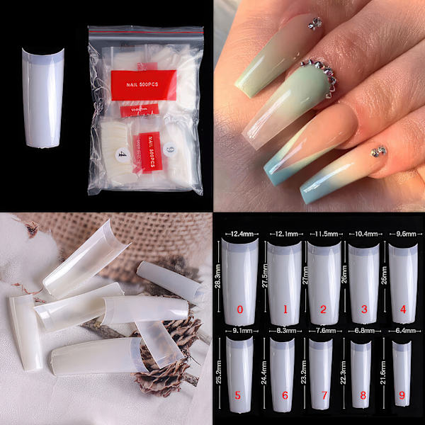 Långa Lös Nagelspetsar för Perfekta Drömnaglar Natural