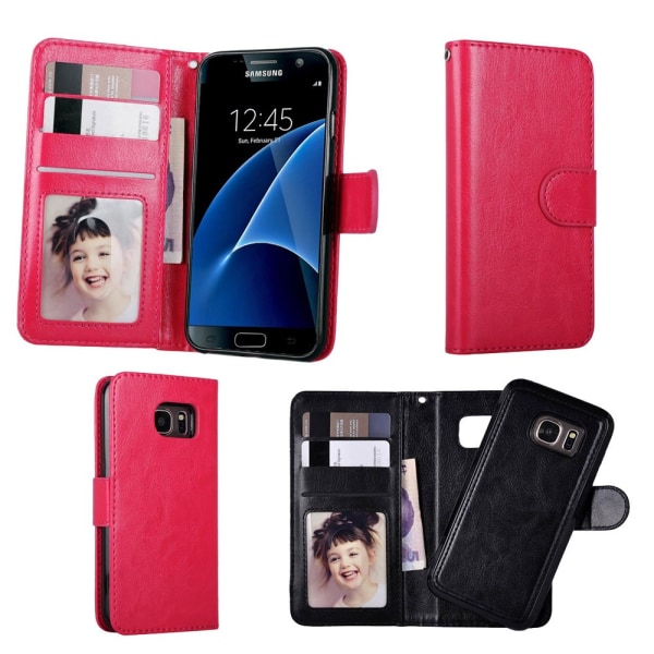 Läderplånbok för Galaxy S7 - Läder & Magnetiskt! Rosa