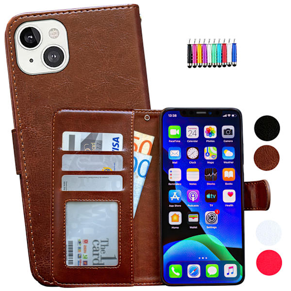 iPhone 14 - PU Læder Pung Etui Svart