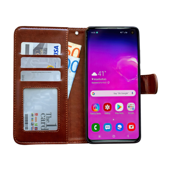 Samsung Galaxy S10 - PU Nahkainen Lompakkokotelo Svart