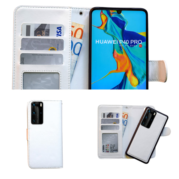 Huawei P40 Pro - PU-nahkainen case Vit