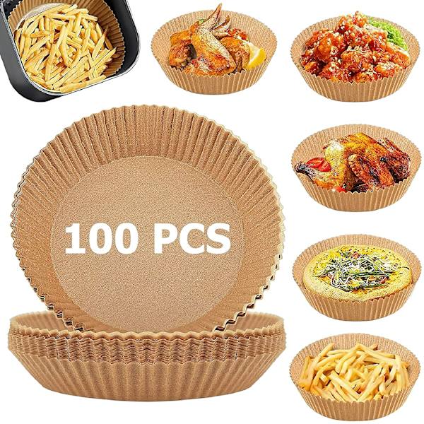 100 st Air Fryer Engångspapper- Non-Stick Bakplåtspapper