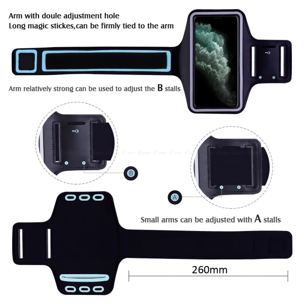 iPhone 12 - PU Læder Sport Arm Band Cover Blå