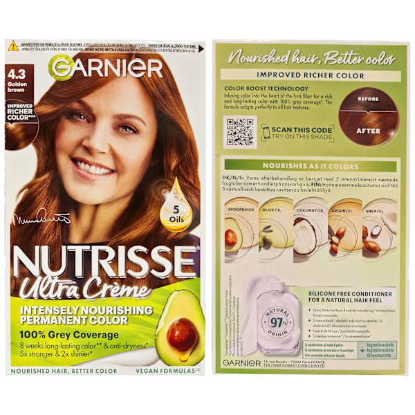 Garnier Nutrisse Golden Brown 4.3 Hårfarve Creme med Nærende