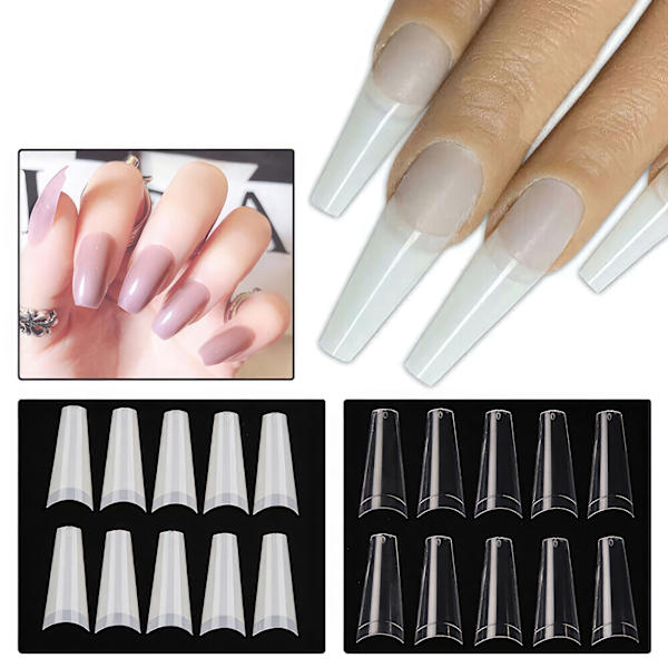 Långa Lös Nagelspetsar för Perfekta Drömnaglar Transparent