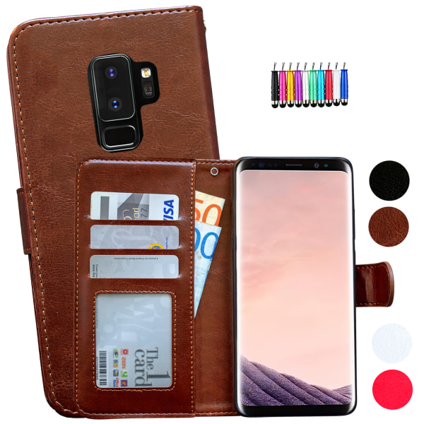 Glat læder etui til Samsung Galaxy S9 Plus Brun