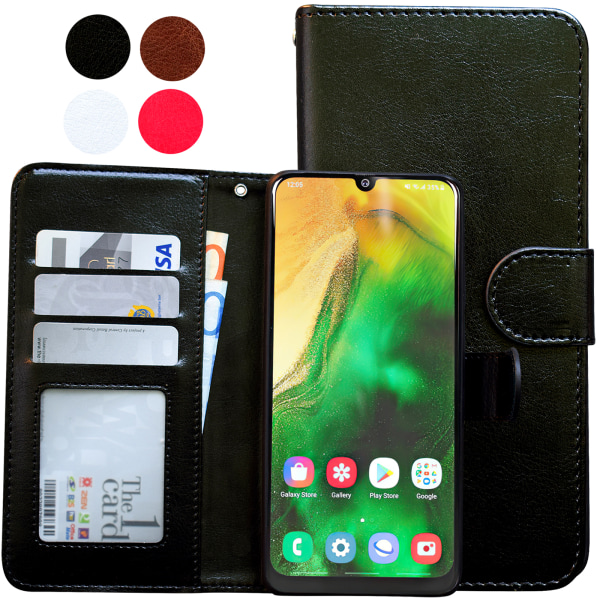 Samsung Galaxy A50 - PU Nahkainen Lompakkokotelo Brun