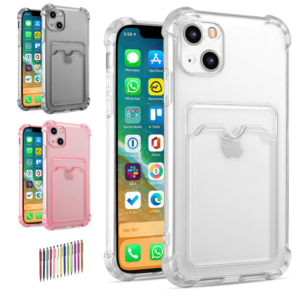 iPhone 15 - Kortbeskyttelses Transparent Grå