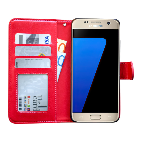 Lædertaske til Samsung S7 - Med Touch Pen! Rosa