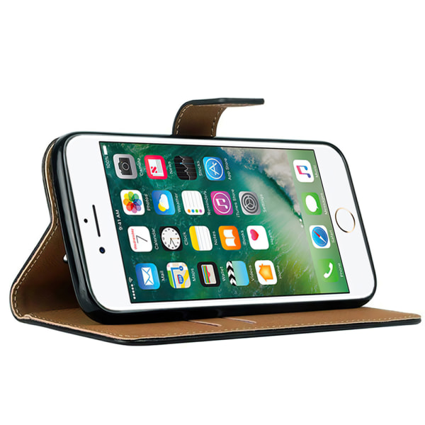 Skydda din iPhone 7/8/SE - Läderfodral + Touchpenna! Svart