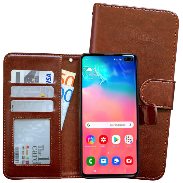 Samsung Galaxy S10 Plus - PU-nahkainen lompakkokotelo Vit