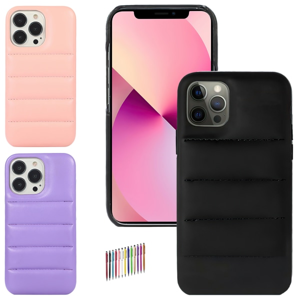 iPhone 12 Pro - Puffer Telefon Etui Beskyttelse Rosa