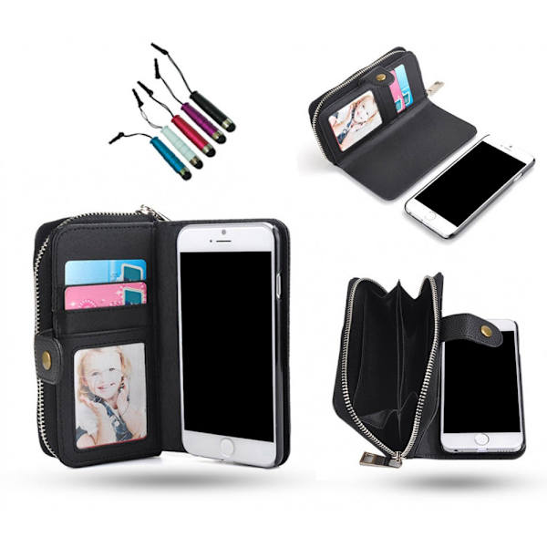 iPhone 6/6S - Pungetui & Magnetisk Etui + Pen Svart