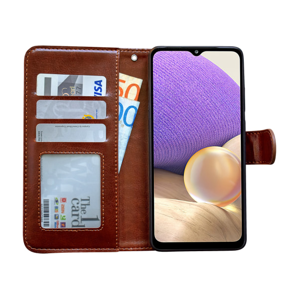 Samsung Galaxy A12 / A12 5G - PU-nahkainen case Vit