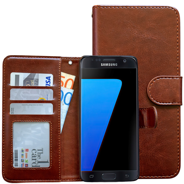 Läderfodral / Plånbok - Samsung Galaxy S7 Edge Svart