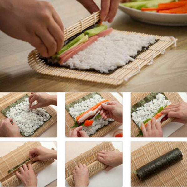 Sushi-rulle: Bambumatta & Handrulle med Rissked