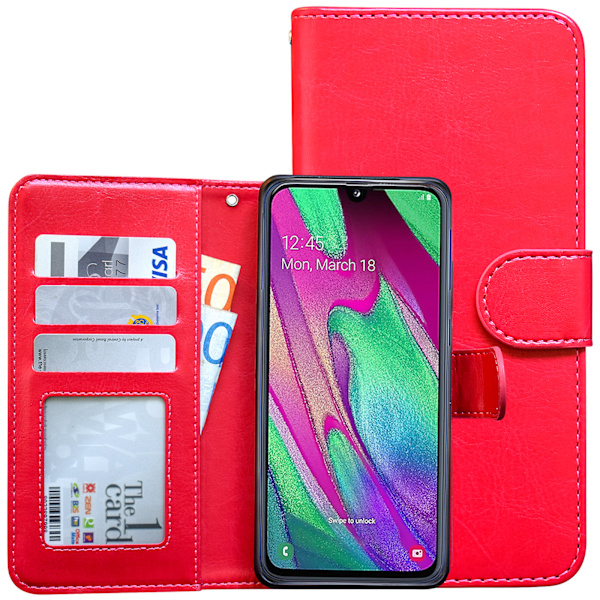 Samsung Galaxy A40 - PU Læder Pung Etui Vit