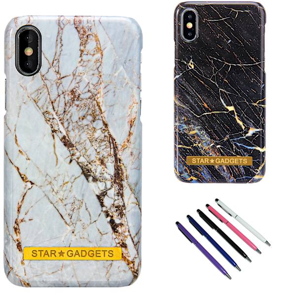 iPhone X/Xs - Beskyttelse af marmor Svart