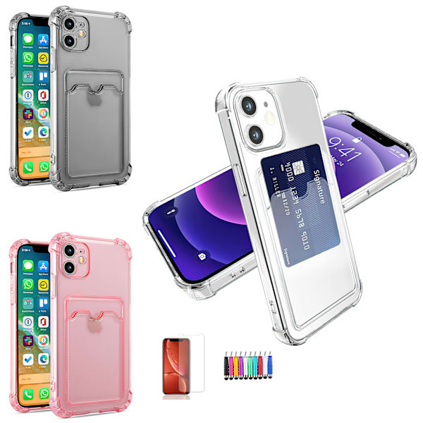 iPhone 11 - Kort etui Beskyttelse Transparent Rosa