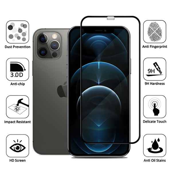iPhone 12 Pro Max - Skærmbeskytter i hærdet glas
