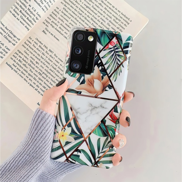 Samsung Galaxy A41 - Geometrisk Blomster Etui Vit