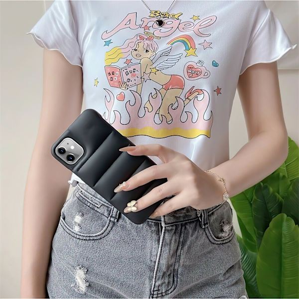 iPhone 12 - Puffer Telefon Etui Beskyttelse Lila