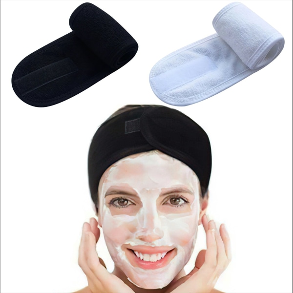 Justerbar elastisk makeup-hårbånd Brusebad med ansigtsbøjle Vit
