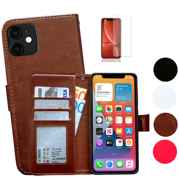 Suojaa iPhone 12 - Nahkakotelo! Brun
