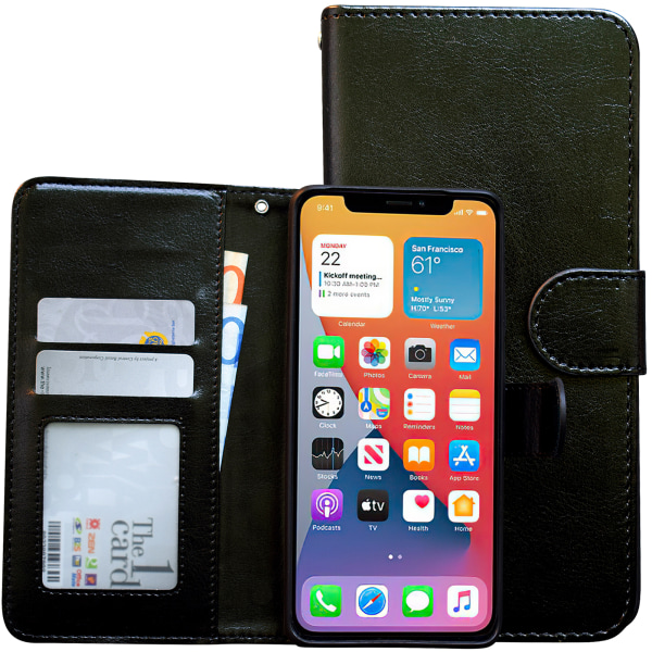 iPhone 12 Mini - Läderfodral / Skydd Svart