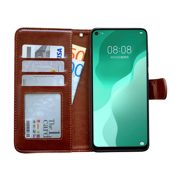 Huawei P40 Lite - PU nahkainen lompakkokotelo Svart