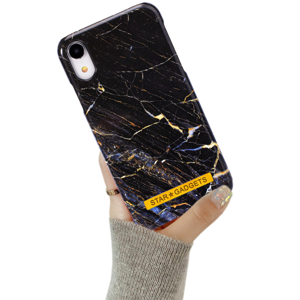 iPhone XR - Etui Beskyttelse Blomster / Marmor Vit